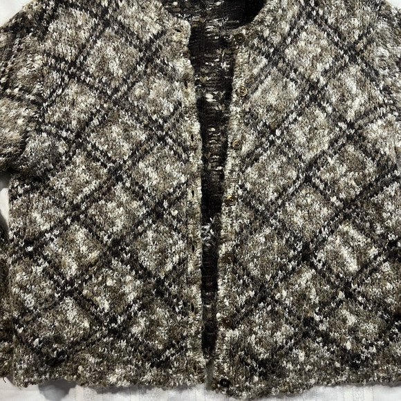 Vintage 90s Paul Harris Plaid Wool Mohair Cardigan Sweater Large Cozy Grunge - Picture 6 of 11